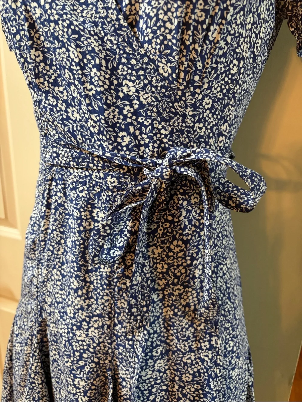 Polo by Ralph Lauren Blue Floral s/s Nami Crepe Wrap Mini Dress, 6 - Picture 8 of 11